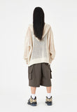 Mesh summer 2-way knit hood zip-up
