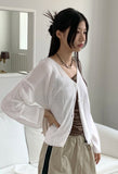 Cello Basic Linen V-neck Long Sleeve Cardigan