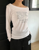 Dokken Lettering See-through Off-shoulder Long Sleeve T-shirt