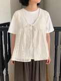 Folding Embroidery Punching Ribbon Nashi Blouse