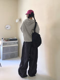 Onbee Shoulder Silt String Boxy Long Sleeve Hoodie