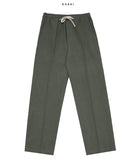 Linen semi-wide banding pants