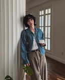 Leroy cutting denim shirt