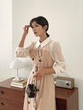 Serindy Collar Trench Color Matching One Piece