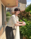 Soved Linen V-neck Short Sleeve Cardigan