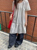 Totomi Dot Shirring Short Sleeve One Piece