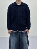 Orchid wool collar long cardigan
