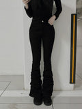 Long leg shirring silhouette pants