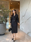 Elisa tweed slit skirt