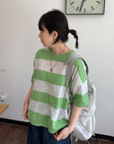 Monomo Linen Stripe Color Short Sleeve Knit