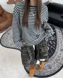 Iken Striped Waffle Crop Top