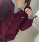 Wool Pendant High-Quality Color Matching Layered Cardigan