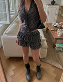 Rani Check Tiered Skirt