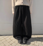 [BAONHAUS] Holfer Cable Quilting Banding Wide Pants