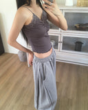 Wenme Lace Shirring Layered Sleeveless