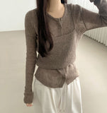 Mesh Sleeveless Bustier Long Sleeve Cardigan Set Knit