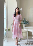 Teilrin Chiffon Shirred Long One Piece