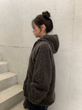 Handal Boucle Half Hood Fur Jacket