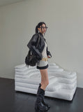 Line Washed Track Leather Jacket