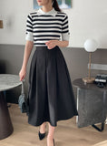Nebel Banding Pintuck Flare Skirt