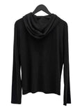 Button loose fit hooded long sleeve