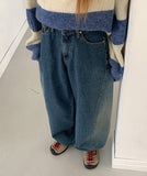 Supima cut washed denim wide pants