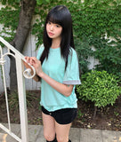[Unisex] Robon Color Matching Roll-up Short Sleeve T-shirt