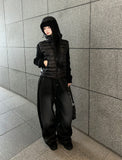 Black tech knit padding jacket