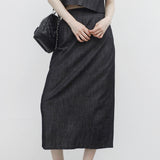 Miffa denim cropped shirt + long skirt set