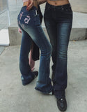 Hip-point bootcut denim pants