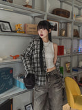 Leaf Overfit Hooded Checkered Shirt