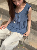 Cuzed Frill Shirring Embossed Sleeveless