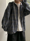 Piphu Check Over Hooded Zip-up