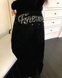 Sumo Leopard Lettering Brushed Wide Balloon Pants