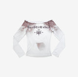 Sehi Printed Off-Shoulder T-Shirt