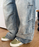 Clue pintuck wide denim pants