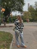 (UNISEX) Time checkerboard V-neck cardigan