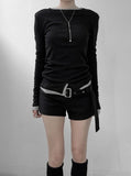 Rat Cut Boat Neck Long Sleeve Tee