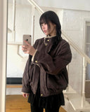 Rasi High Neck Fur Lining Zip-Up Suede Mustang Jacket