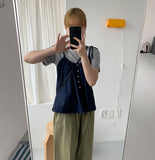 Leton Denim Sleeveless Blouse