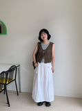 Mimoru Punching Layered Ribbon Knit Vest