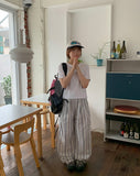 Milbo Stripe Banding Wide Pants