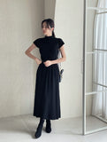 Shua Back Button Repeat Flare Knit One Piece (Belt set)