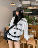 Week Heart Lettering Waffle Sweatshirt