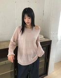 Pumi Round Neck See-Through Long Sleeve Knit
