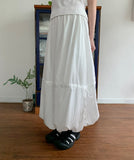 Mopen Nylon Banding Balloon Long Skirt