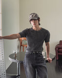 Washed Rib Muscle Fit Short Sleeve Knit