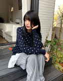 Honey round neck dot knit cardigan