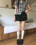 Ribu lace chiffon tiered skirt pants