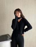Rasche V-neck ribbed tie cardigan